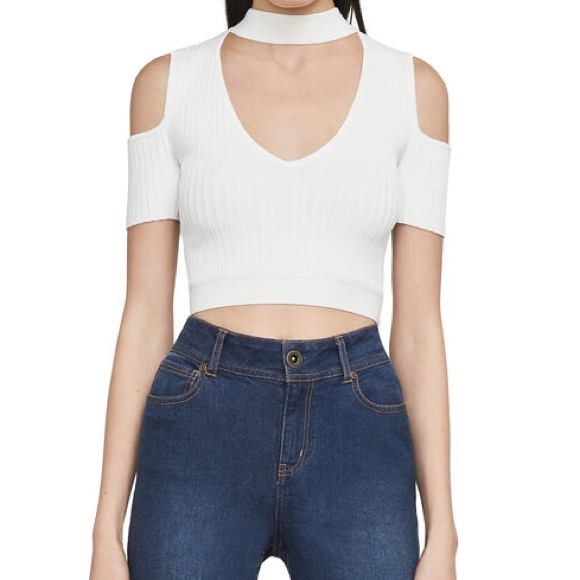 bcbg white crop top